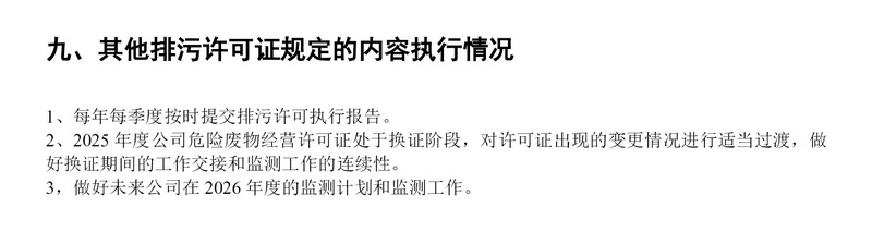 排污许可证执行报告（2025 年度年报）